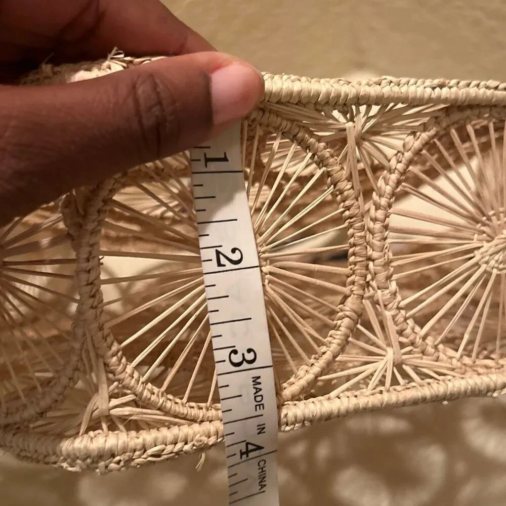 Guadalupe Alamo Basket Bag Neutral Tan Open Weave Artsy Coastal Boho Unique NWT